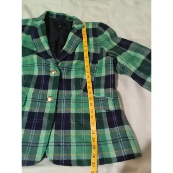 Talbot's Classic Shetland Aspen Plaid Wool Blend Multi Color Blazer Size 16 - Picture 5 of 13